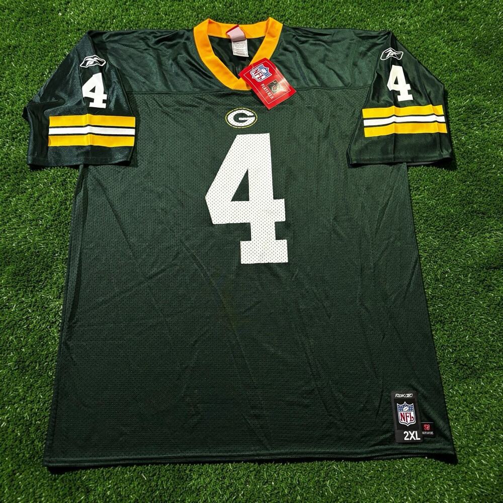Vintage Reebok Brett Favre Green Bay Packers NFL Jersey Home Green 2XL NWT